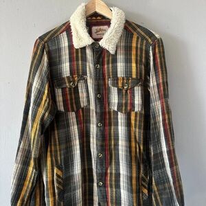 Forever 21 Multicolor Plaid Blouse with Sherpa Collar